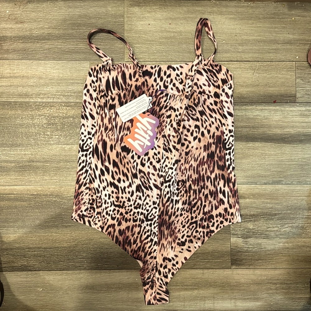 Yitty Smoothed Reality Square Neck Bodysuit Bare Mauve Yitty Kitty Leopard Sz 2X